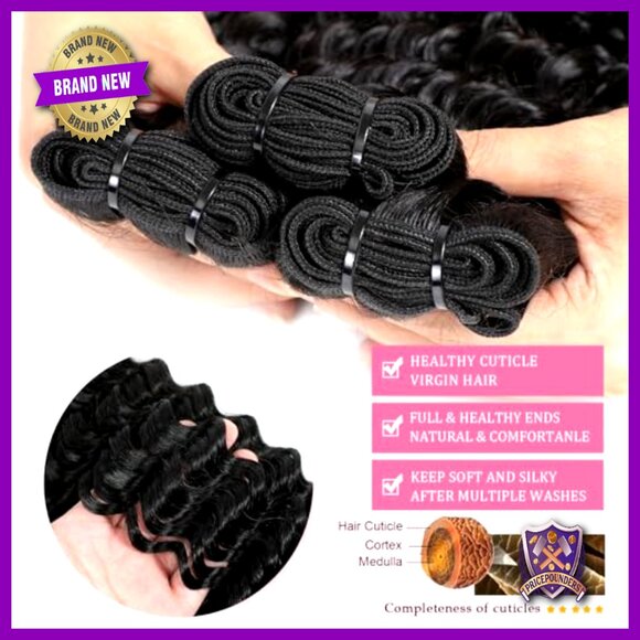 Deep Wave Human Hair Bundles 12A Grade 100% Unprocessed Indian Virgin Hair main image 4